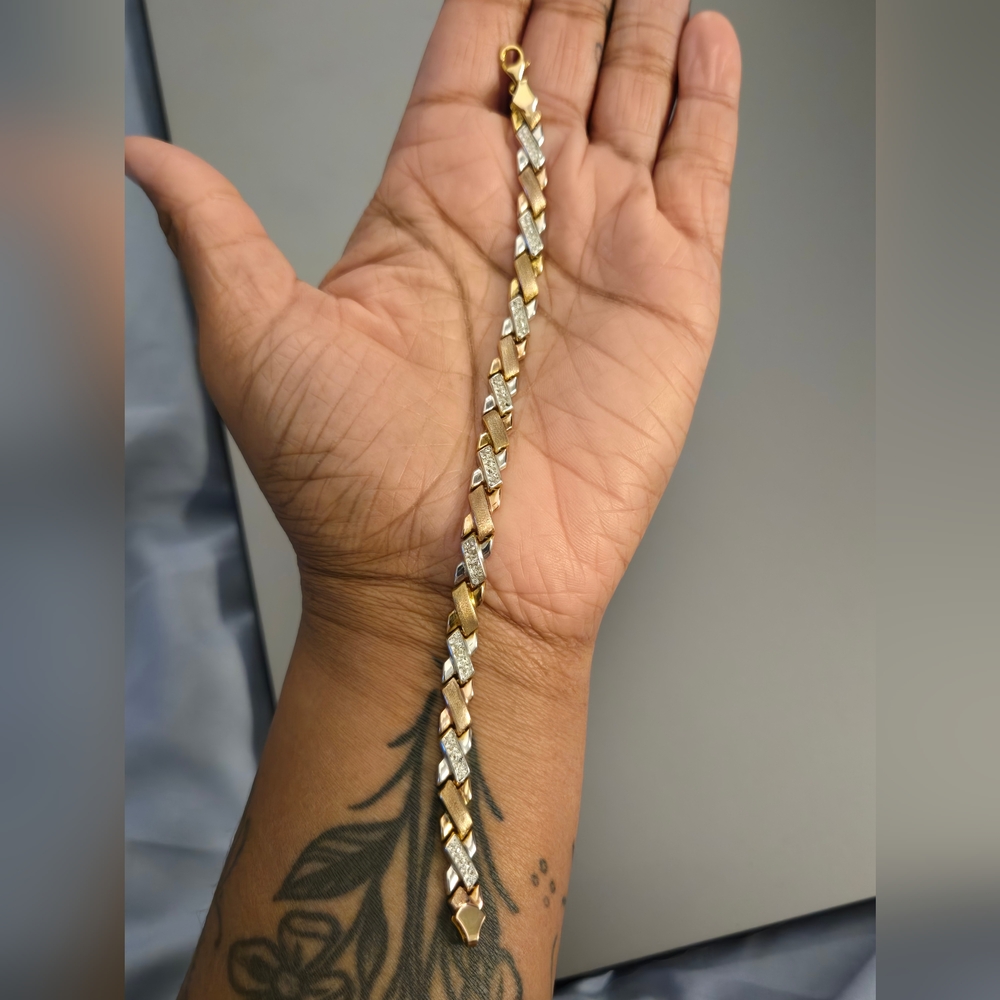 Tri-color Silver & Crystal Bracelet